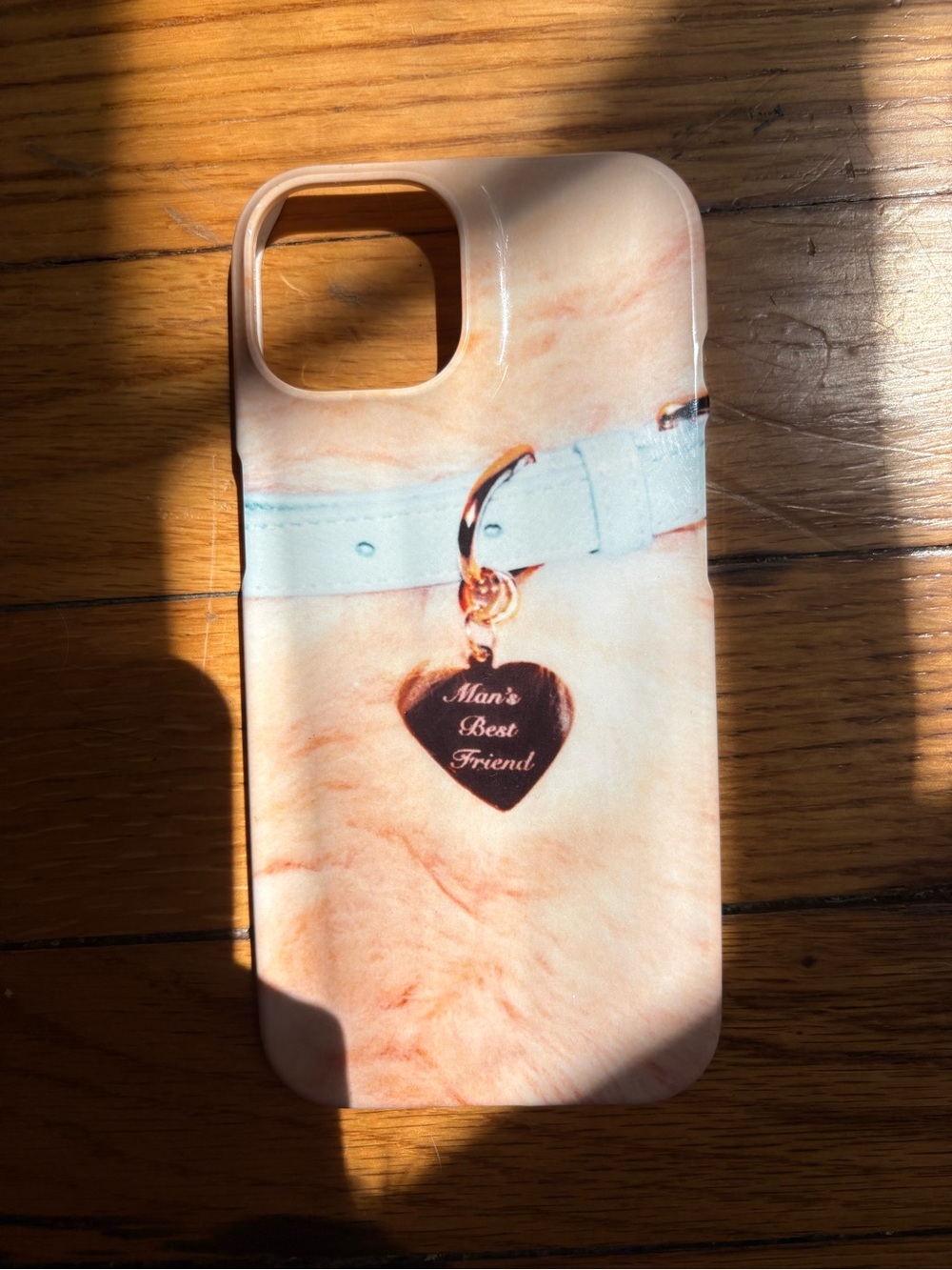 Sabrina Carpenter Light Blue & Tan iPhone 15 Case with Heart Charm Design